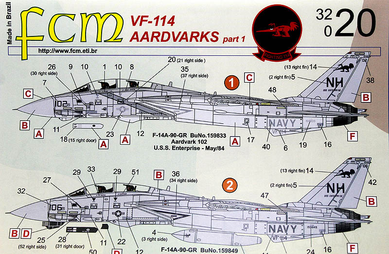 FCM Decals 32020: VF-114 Aardvarks – Part 1 | Large Scale Planes