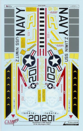 CAM Decals P32-008: 1/32 F-14A Tomcat (VF-84 Jolly Rogers 1981