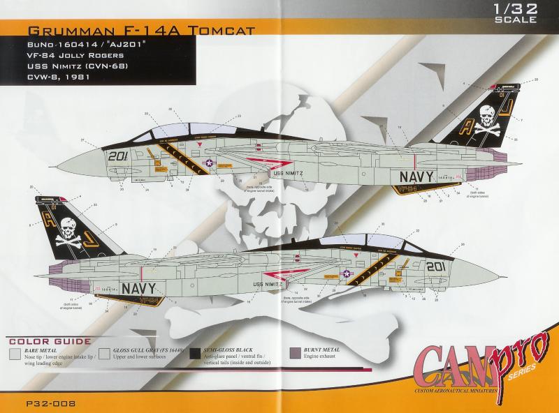 CAM Decals P32-008: 1/32 F-14A Tomcat (VF-84 Jolly Rogers 1981 