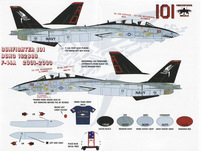 Fightertown Decals FTD32005: F-14A/B/D VF-101 Grim Reapers | Large 